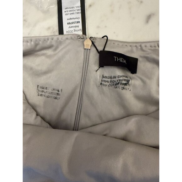 Theia Silvia Bateau Beaded Midi Dress Tan Metallic Sample Size 0  $845 [jb] - Picture 12 of 12